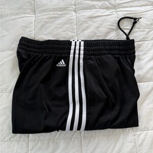 Adidas Black Joggers with White Accents men’s Size medium performance track pant